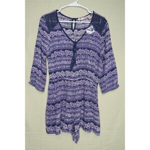 Band Of Gypsies Lottie & Holly Floral Romper Floral Blue Purple Boho Med NWOT
